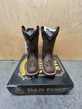Dan Post Girl's Posy Square Toe Leather Western Boots Size 9.5